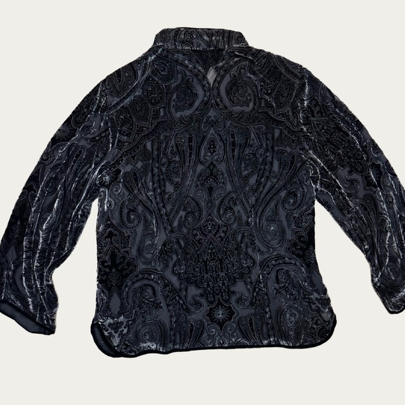 NWT ATOC Touch of Classs Small Velvet Silk Goth Devore Art-Wear Shirt Jacket Top - Picture 3 of 8